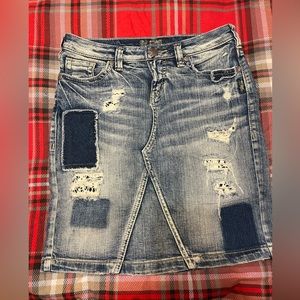 Silver Denim Skirt